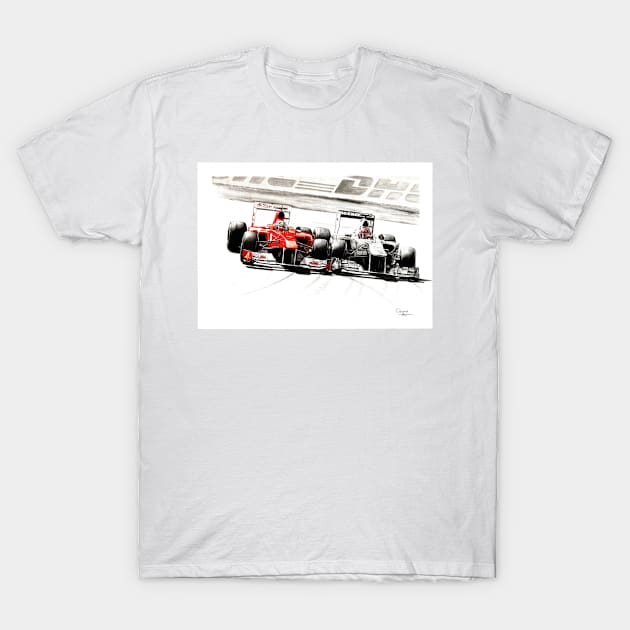 Michael Schumacher vs  Fernando Alonso T-Shirt by oleynik